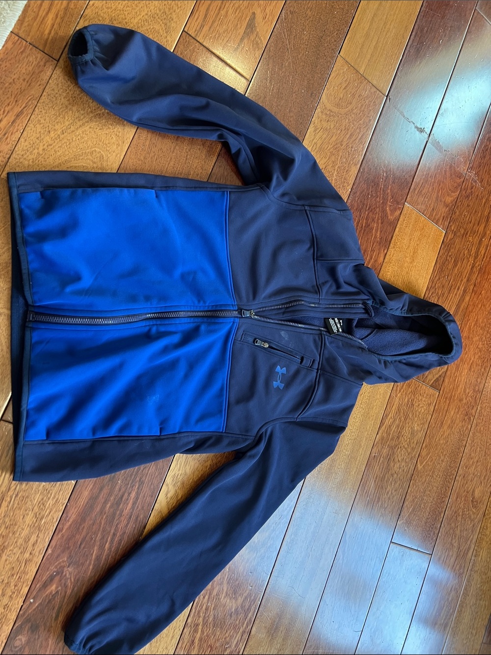 Under Armour Boys' SIM Storm Softshell Hooded Jacket in Bauhaus Blue/Navy